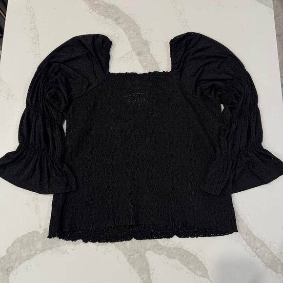 Grace + Karma NWT Smocked Long Bell Sleeve Eyelet Blouse Women's 2X Square Neck - Picture 6 of 6
